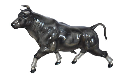Trotting Bull Bronze Statue -  Size: 13"L x 3"W x 10"H