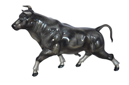 Trotting Bull Bronze Statue -  Size: 13"L x 3"W x 10"H