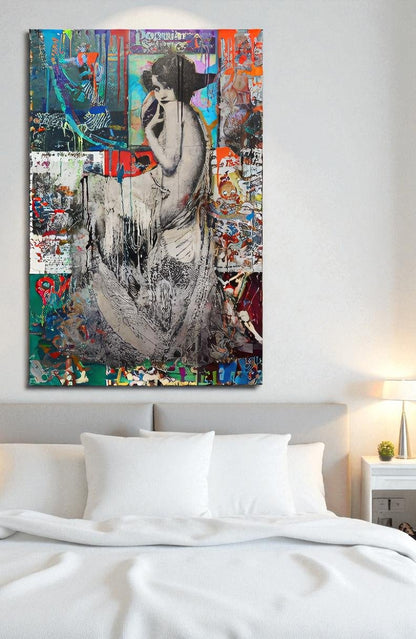 The Girl Next Door, original mixed media on canvas by Oliver Neilson, 38x60