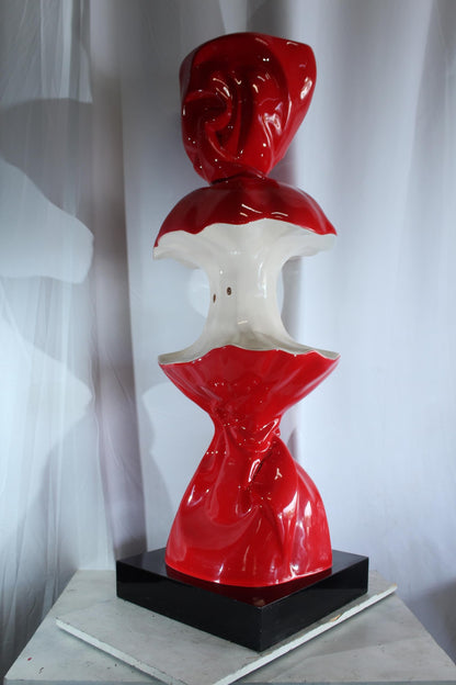NIFAO Giant Candy Apple Sculpture Red and White Pop Art Resin Statue 20"x20"x61"H