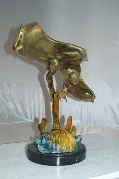 Double Manta Ray Bronze Statue -  Size: 14"L x 24"W x 21"H.