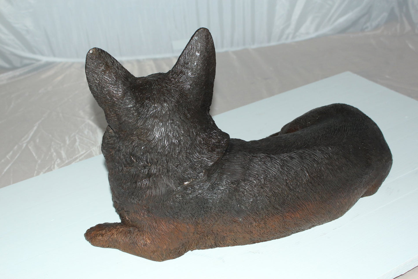 Resting Corgi Dog Bronze Sculpture Statue Figurine Decor 20"x10"x11.5"H