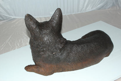 Resting Corgi Dog Bronze Sculpture Statue Figurine Decor 20"x10"x11.5"H
