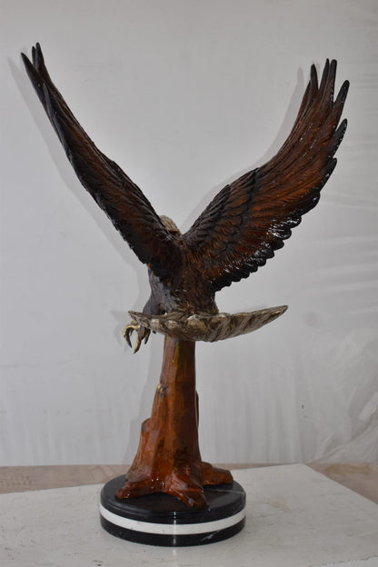 NIFAO Majestic American Bald Eagle Bronze Statue – Museum-Quality Handcrafted Sculpture with Powerful Detail and Symbolic Presence for Home, Office, or Nature-Inspired Décor – 29" L x 17" W x 28" H