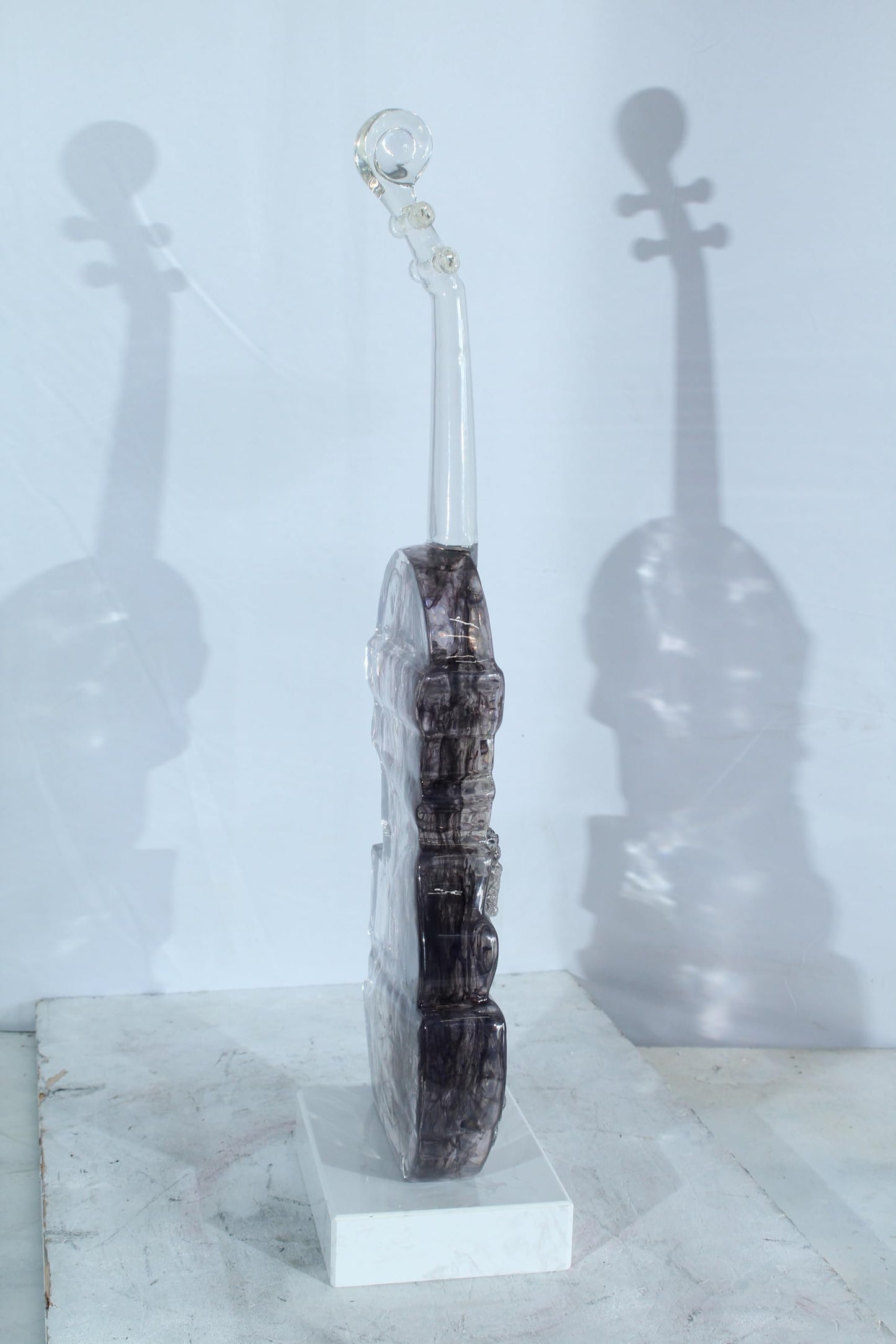 NIFAO Resin Violin Statue Clear Abstract Musical Instrument Art Decor 10" x 6" x 29"H