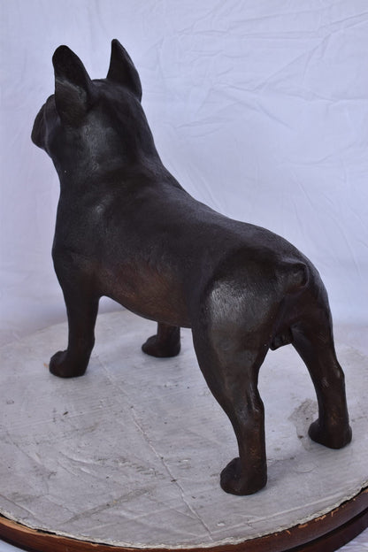 French Bulldog Standing Made of Bronze Statue - Size: 9"L x 20"W x 18"H.