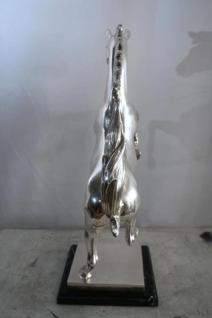 Ferrari Prancing Horse Bronze Silver Finish Sculpture 20"x9"x29"H