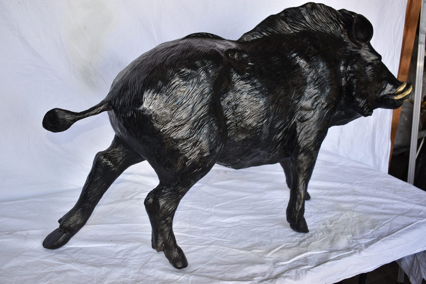 Lifesize Boar Made of Bronze, Statue  - Size: 12"L x 50"W x 30"H.