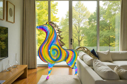 Modern Horse Bronze Statue -  Size: 19"L x 9"W x 19"H.