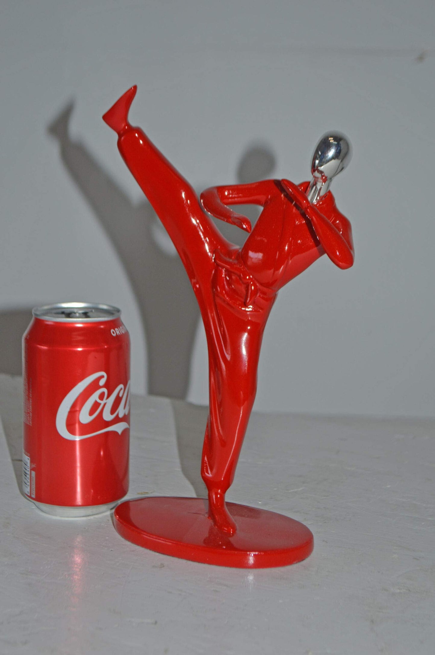 Karate, Krav Maga Front Kick, Red Chrome, Resin Statue - Size: 3" x 7" x 11"H