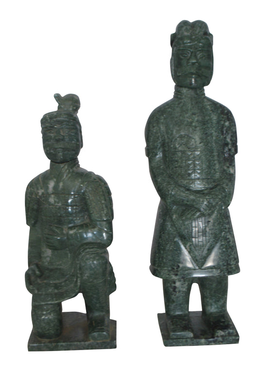 Pair of Japanese Warriors Made of Jade -  Size: 6"L x 5"W x 17"H
