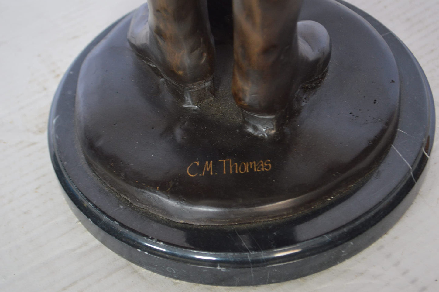 Texas Jack Bronze Statue Mounted on a Marble Base -  Size: 11"L x 9"W x 31"H.