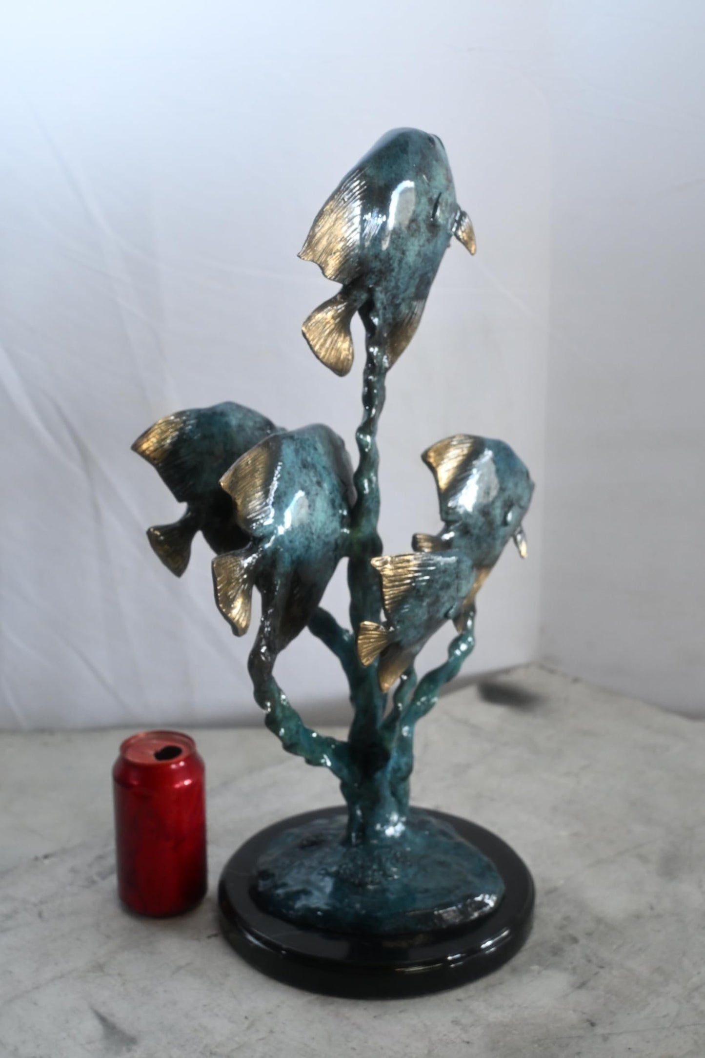 Bronze Tropical Fish Quartet Sculpture Coral Branch 13"x20"x21"H