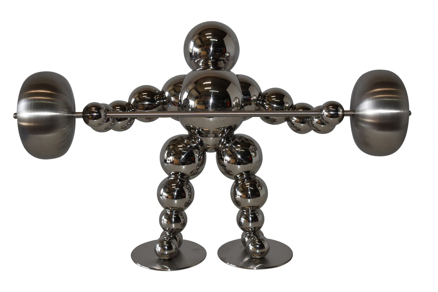Modern Art Weightlifter Second Pull Position Chrome Statue Size: 20" x 9" x 12"H