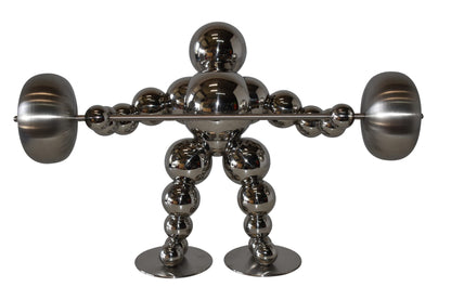 Modern Art Weightlifter Second Pull Position Chrome Statue Size: 20" x 9" x 12"H