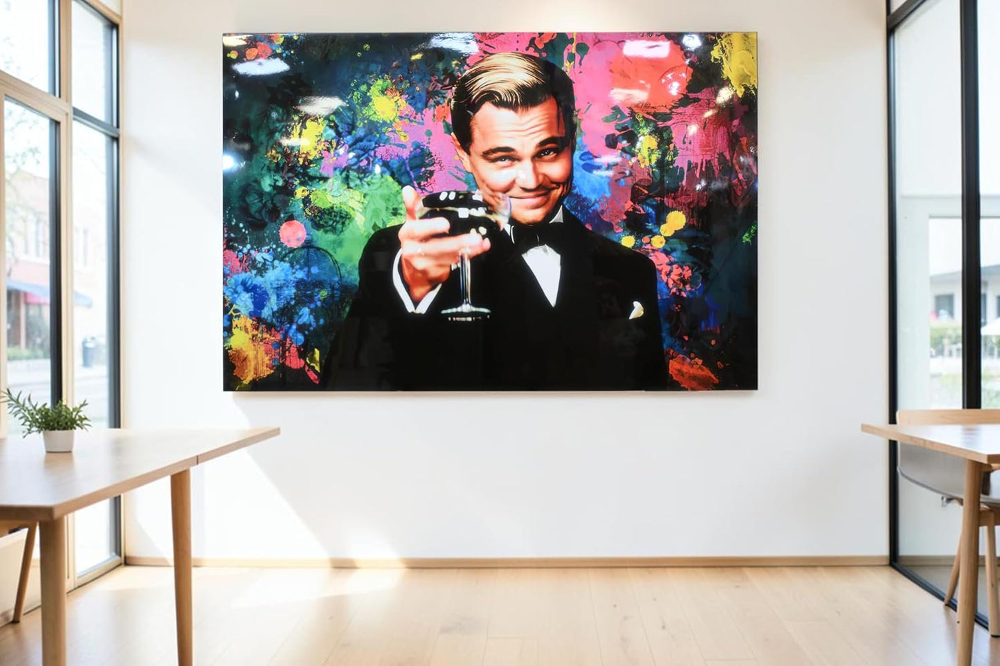 Leonardo DiCaprio Gatsby Toast Resin Covered Canvas 60"x40"