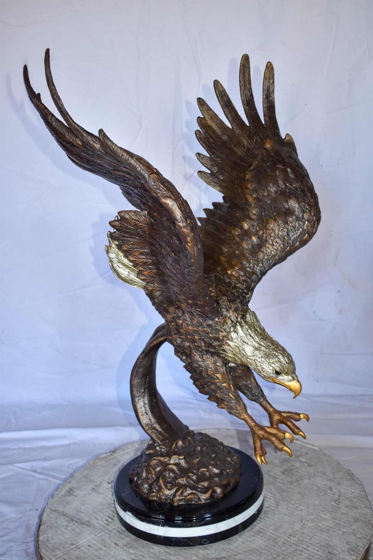 Eagle In Action Diving for His Prey Bronze Statue Size: 21" x 13" x 32"H