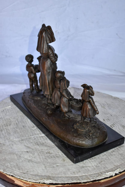Pre School-Gathering in Vineyard Grapes Bronze Statue Size: 19" x 8" x 14"H