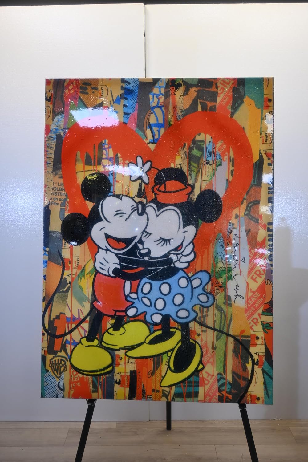 Cartoon Mice Heart Hug Pop Art Resin Canvas 40"x56"