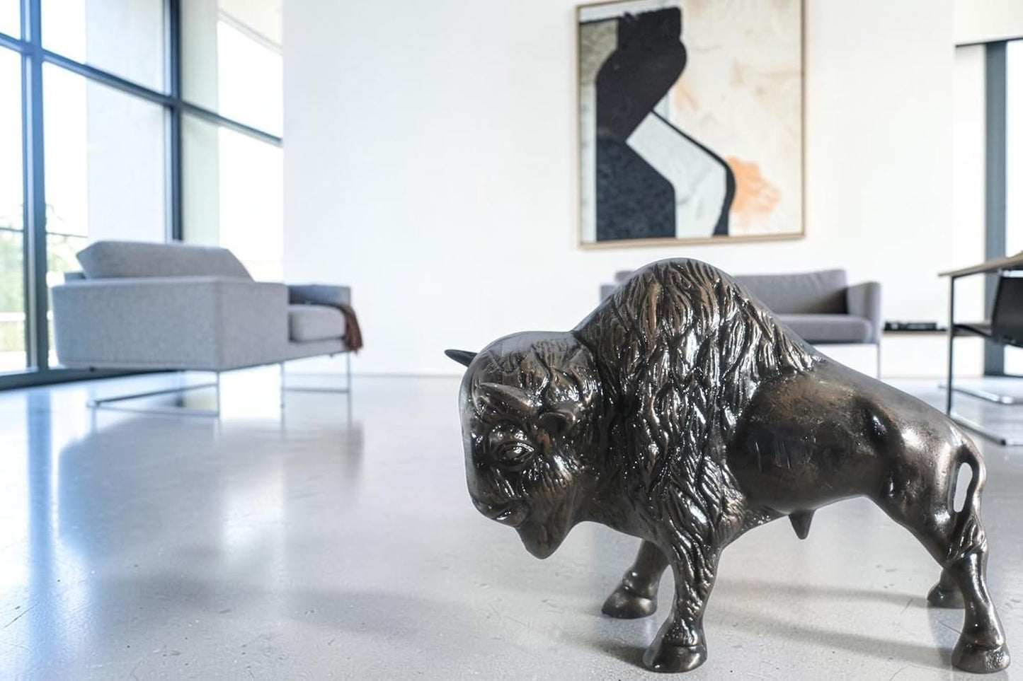 Charging American Bison Buffalo Aluminum Wildlife Statue 23"x8"x16"H