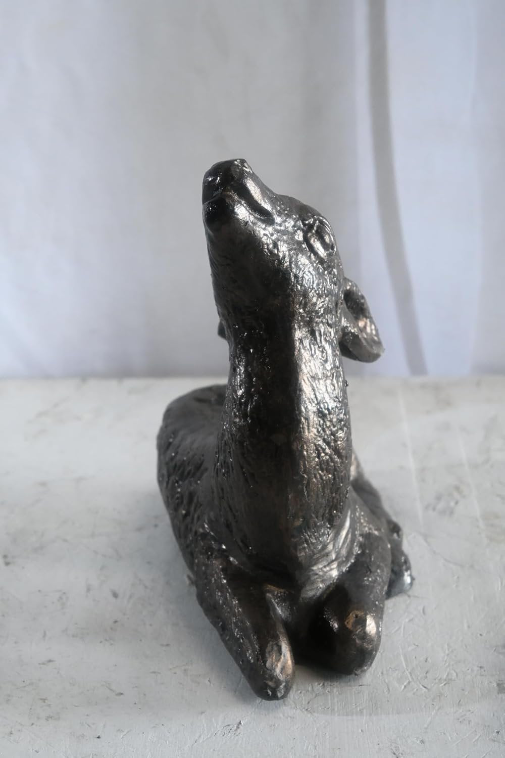 Cast Aluminum Resting Fawn Statue Bronze Finish Yard Art 12"x5"x12"H