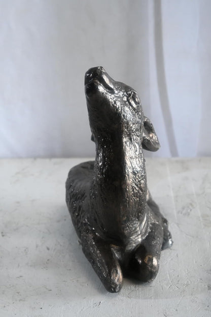 Cast Aluminum Resting Fawn Statue Bronze Finish Yard Art 12"x5"x12"H