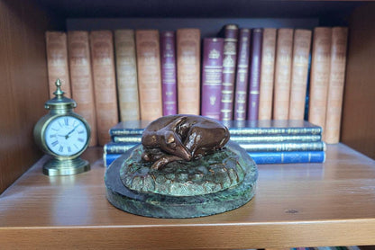 Deer Lazy Days, Small Bronze Statue Signed by Robert Beeler 6" x 7" x 3"H