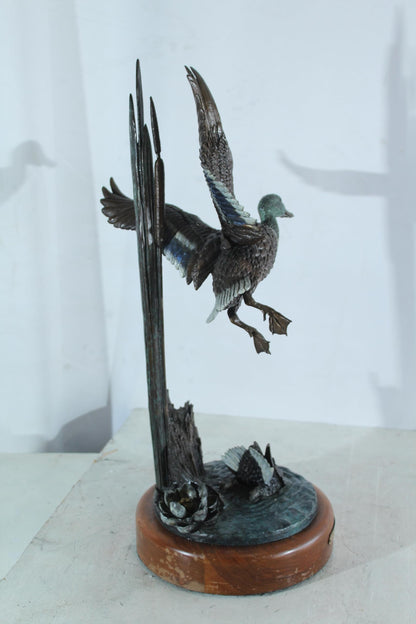 NIFAO Bronze Duck Flapping in The Wind by William Hald on Wood Base 16"x12"x31"H