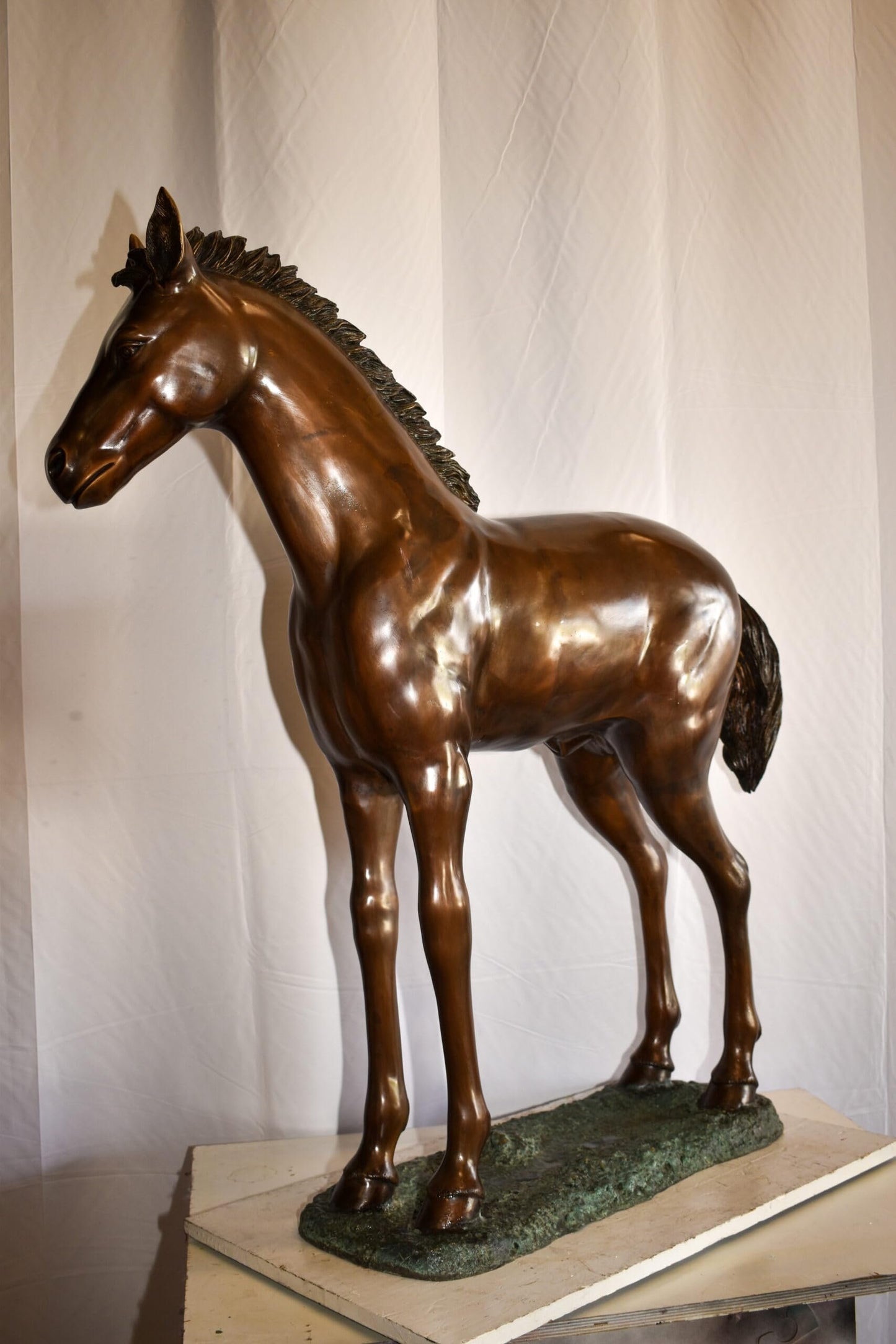 Standing Pony Made of Bronze Statue 47" x 12" x 48"H