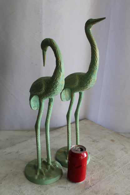 Pair of Aluminum Crane with Green Patina Finish 24" x 14" x 42"H
