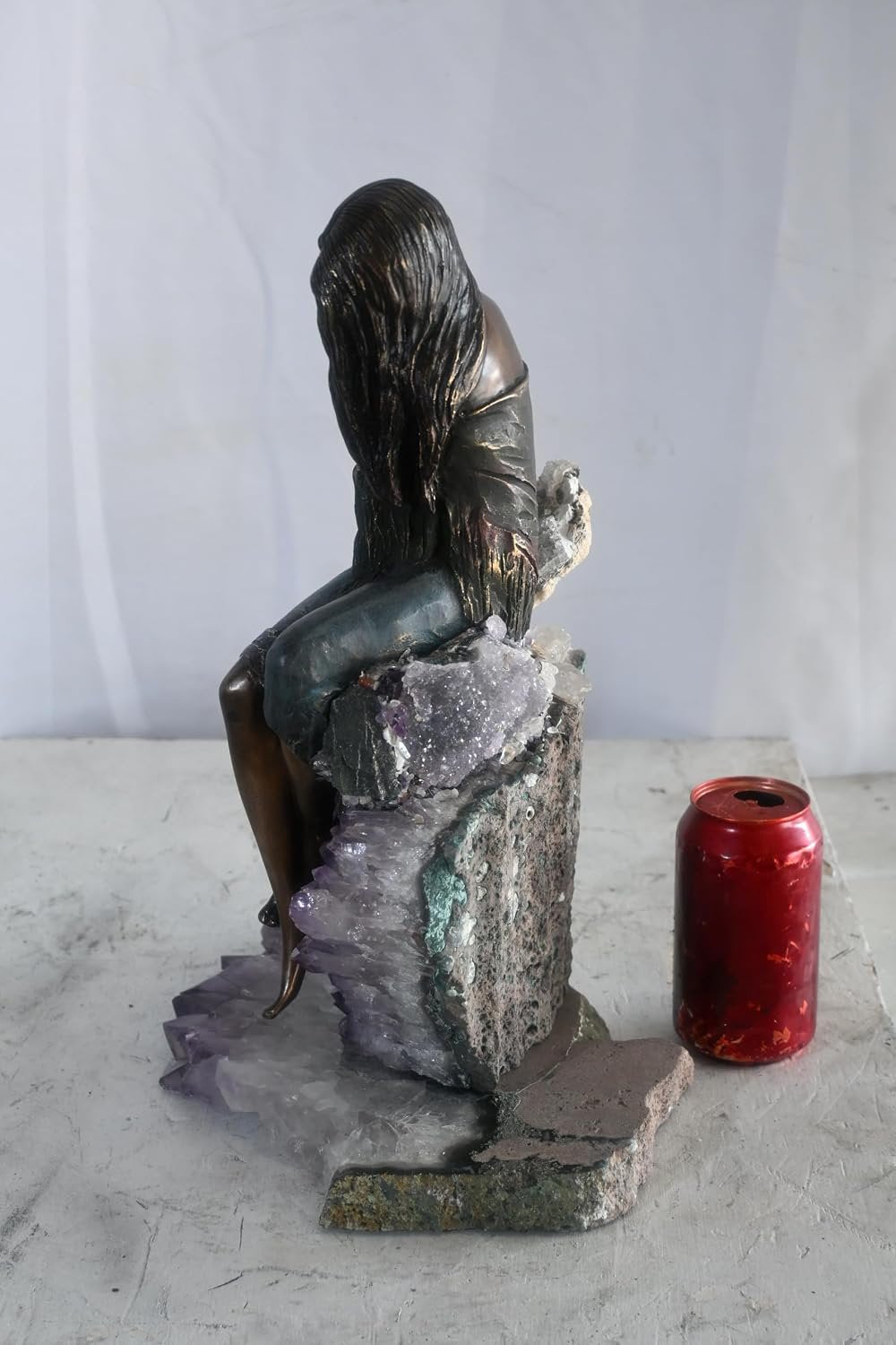 Manel Vidal Evenfall Bronze Maiden on Amethyst Ebano Art 12"x10"x17"H