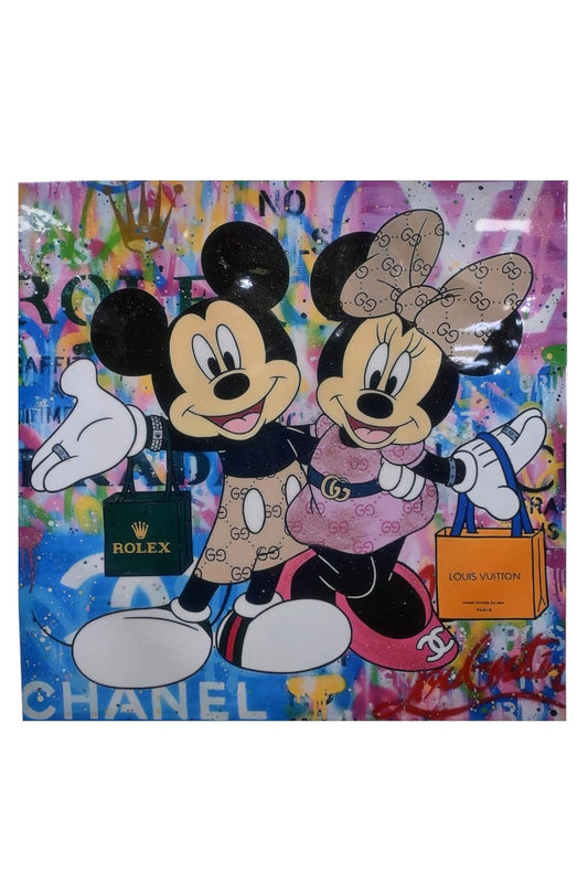 Fashionista Mice Shopping Pop Art Resin Canvas 38"x38"