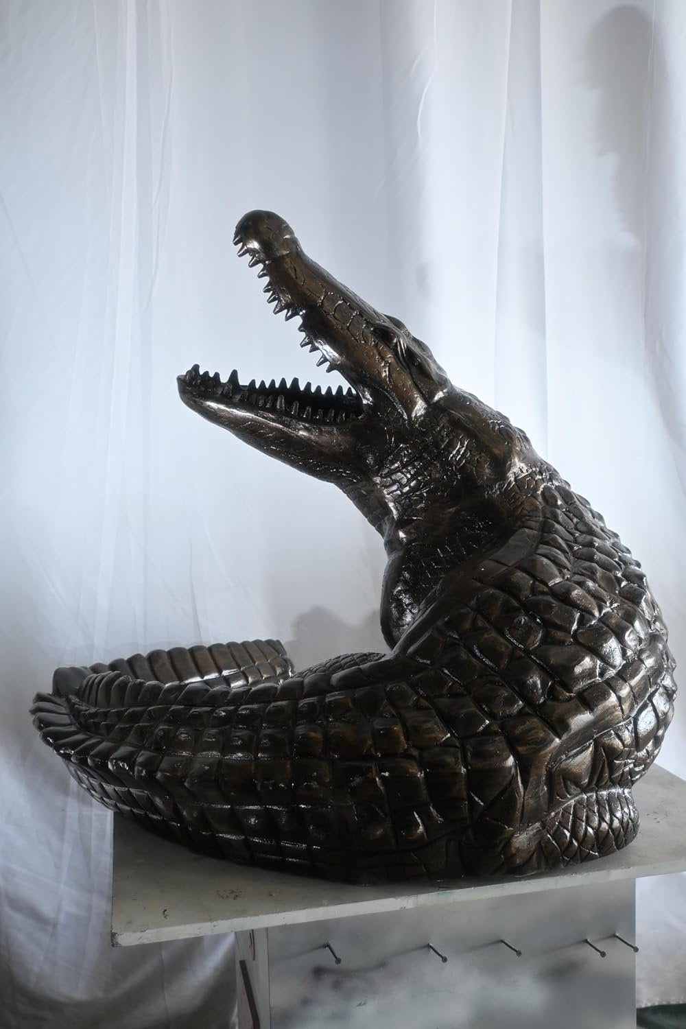 Life Size Giant Rearing Alligator Aluminum Garden Statue 54"x40"x42"H
