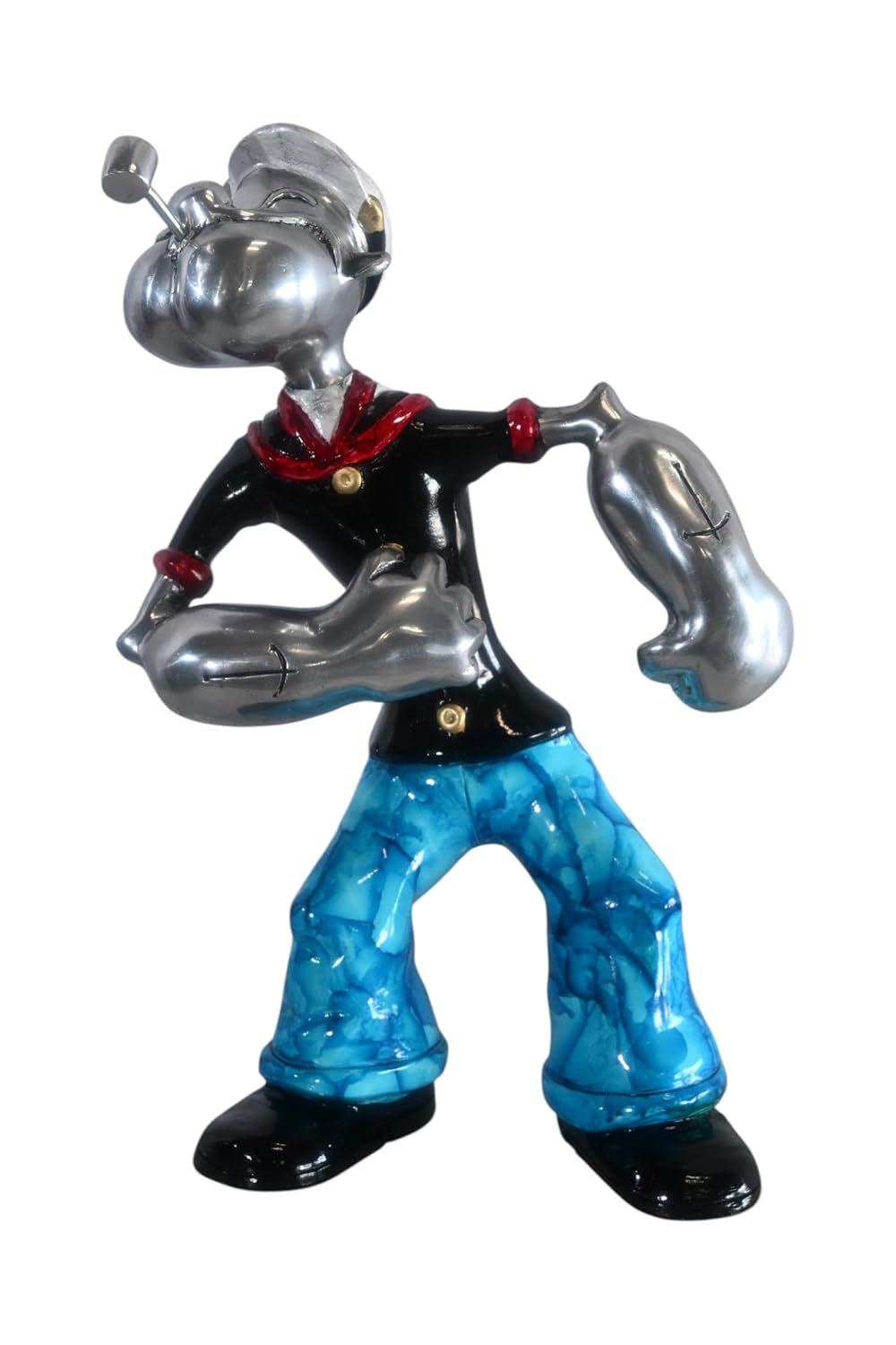 Popeye Sailor Replica Statue Flexing Arms Aluminum Decor 12"x9"x17"H