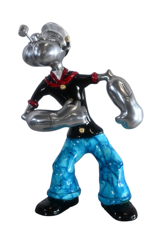 Popeye Sailor Replica Statue Flexing Arms Aluminum Decor 12"x9"x17"H