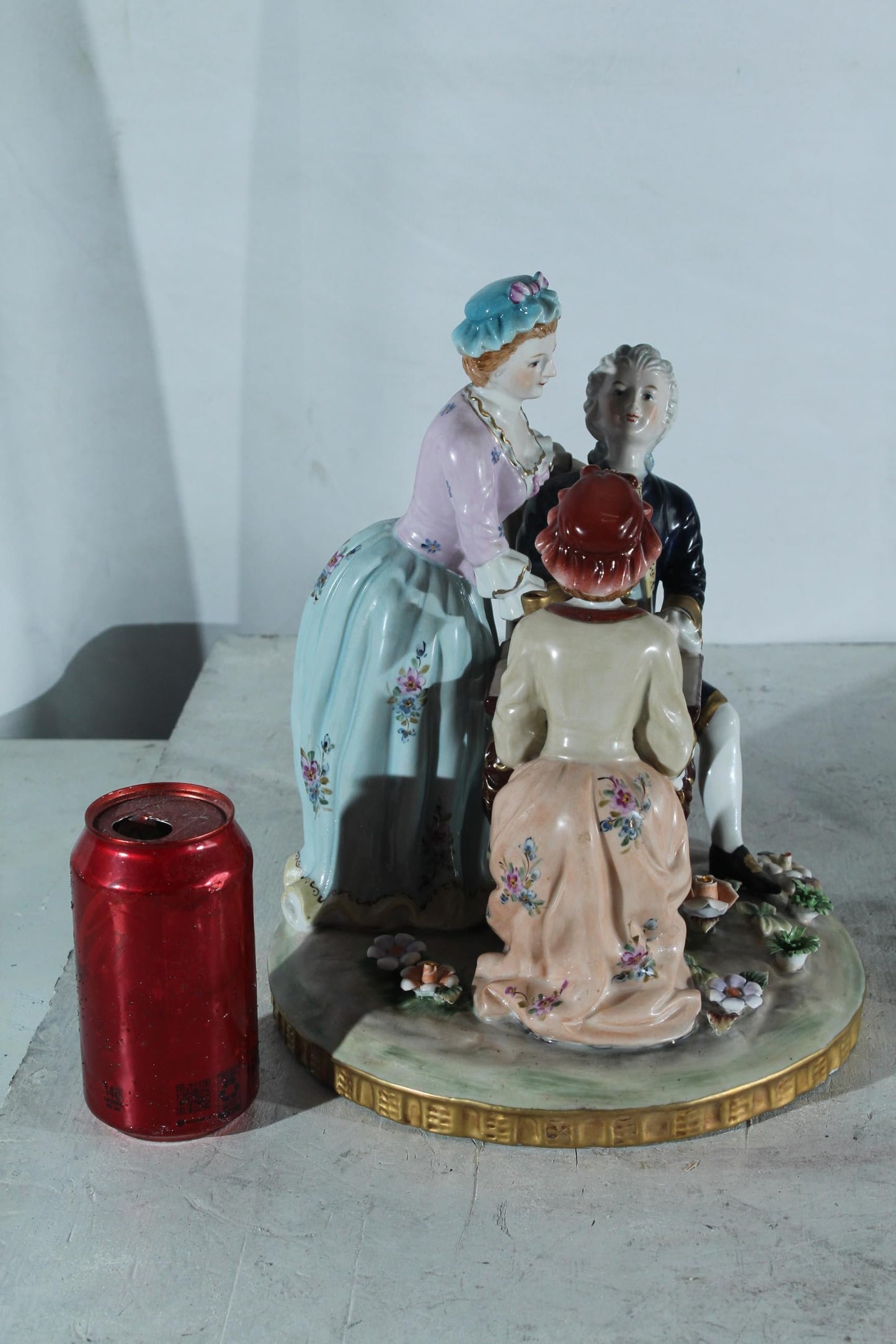 NIFAO Porcelain Figurine Group at Table with Cups 10"x10"x13"H