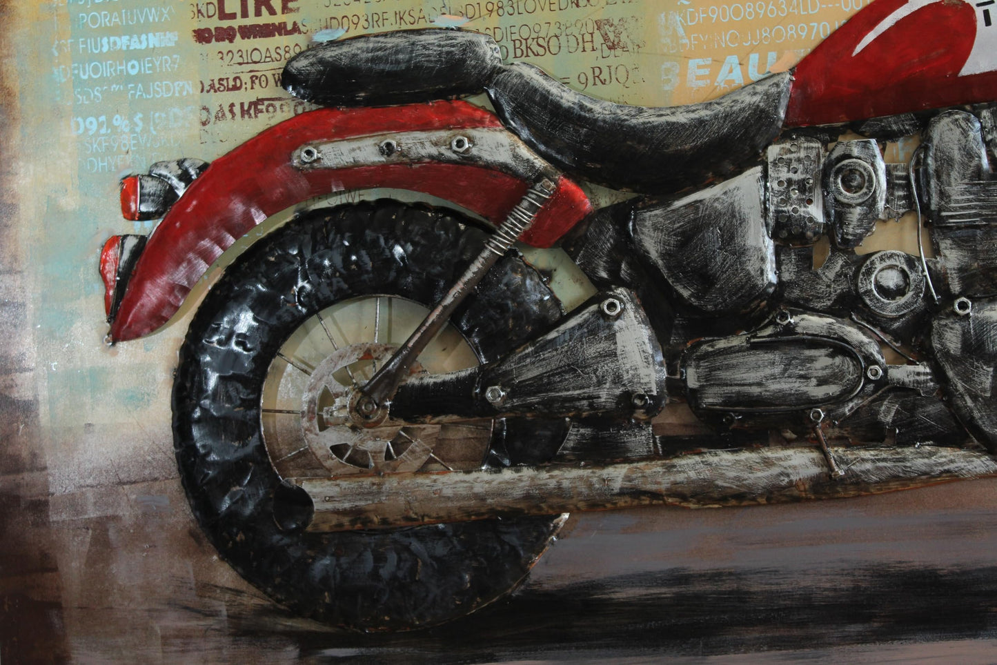 NIFAO Triumph Inspired Classic Motorcycle Painting on Metal 3D 79" x 2" x 40"H