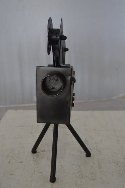 Movie Reel Abstract Metal Statue on tripod -  Size: 12"L x 6"W x 15"H.