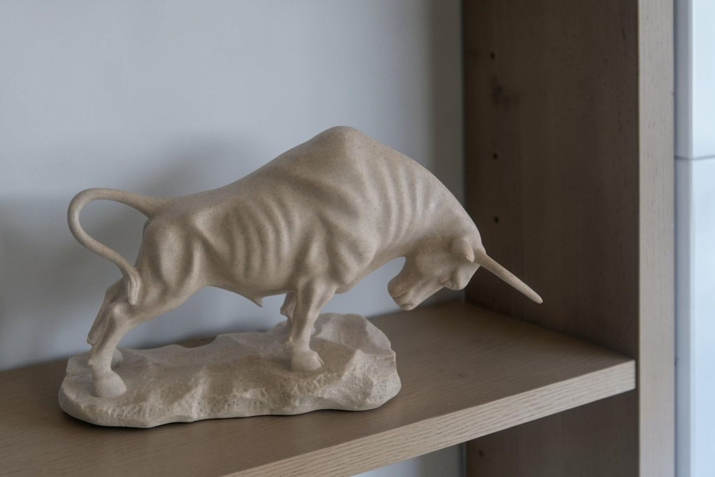 Resin Charging Bull Sculpture on Rocky Base Decor 14"x4"x9"H