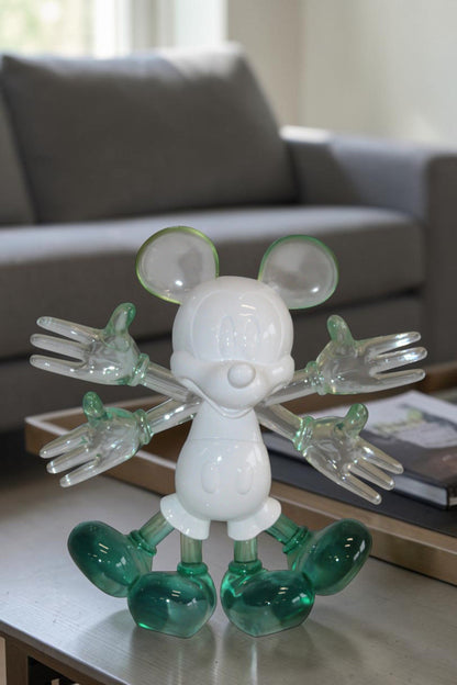 Transparent Resin Mickey Mouse in Motion Sculpture 13" x 5" x 12"H