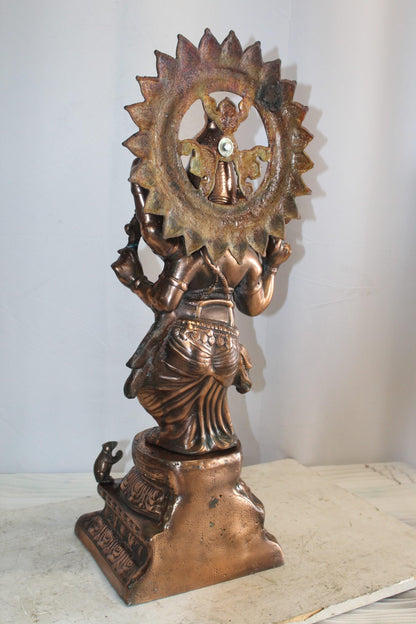 Bronze Finish Dancing Ganesh Statue, Metal Crafted Divine Charm 10" x 12" x 32"H