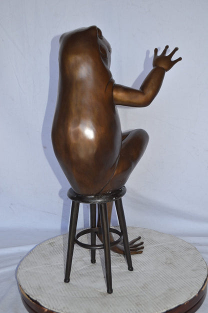 Comedic Frog bronze statue - Size: 25"L x 20"W x 30"H.