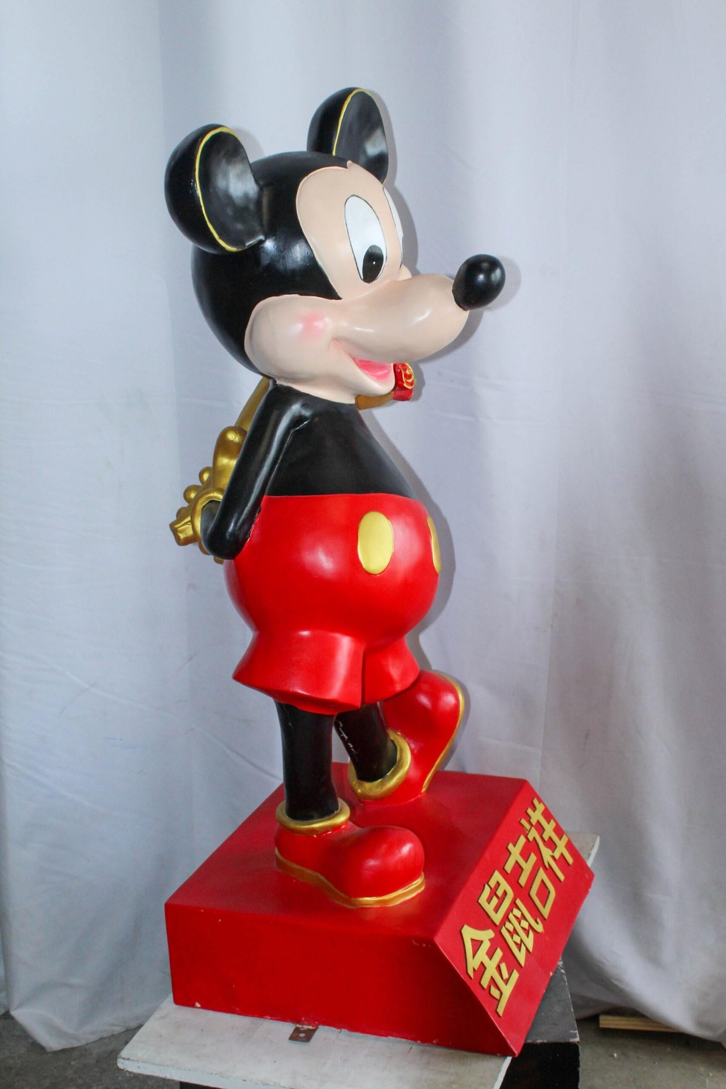 Large Cartoon Girl Character Holding Gold Bowl Statue 21" x 21" x 47"H