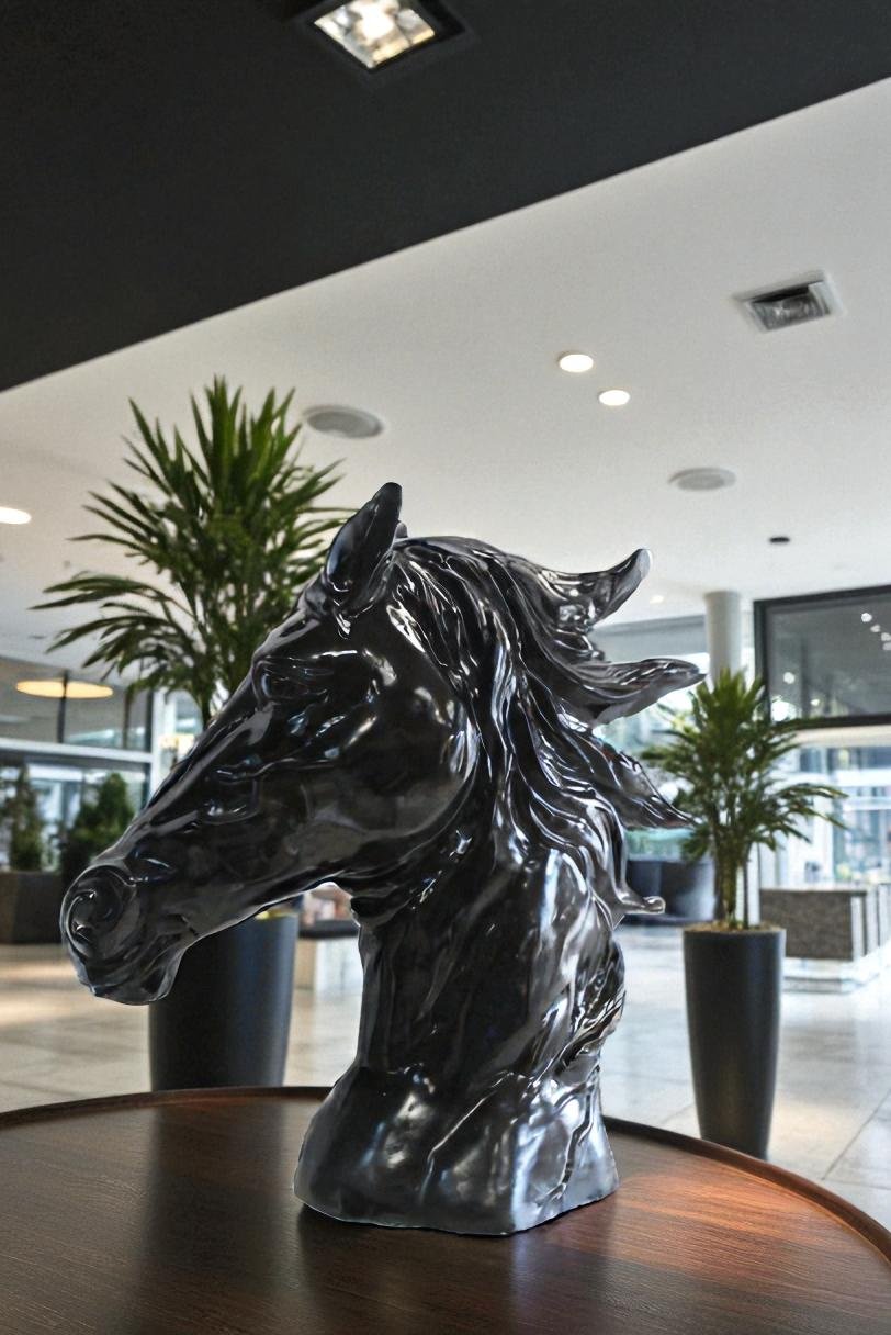 Pure Elegance, Fiberglass Black Stallion Bust 36" x 14" x 36"H