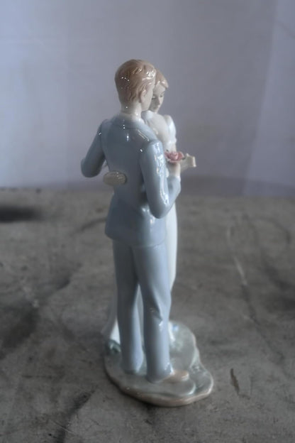 Porcelain Romantic Couple Figurine with Rose Bride Groom 6"x4"x11"H