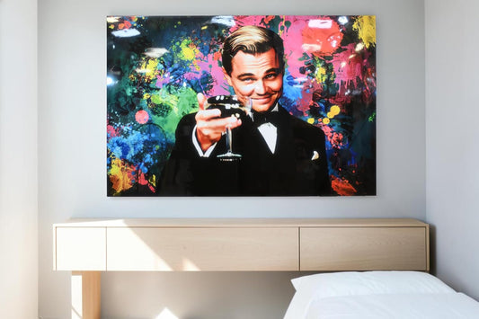 Leonardo DiCaprio Gatsby Toast Resin Covered Canvas 60"x40"