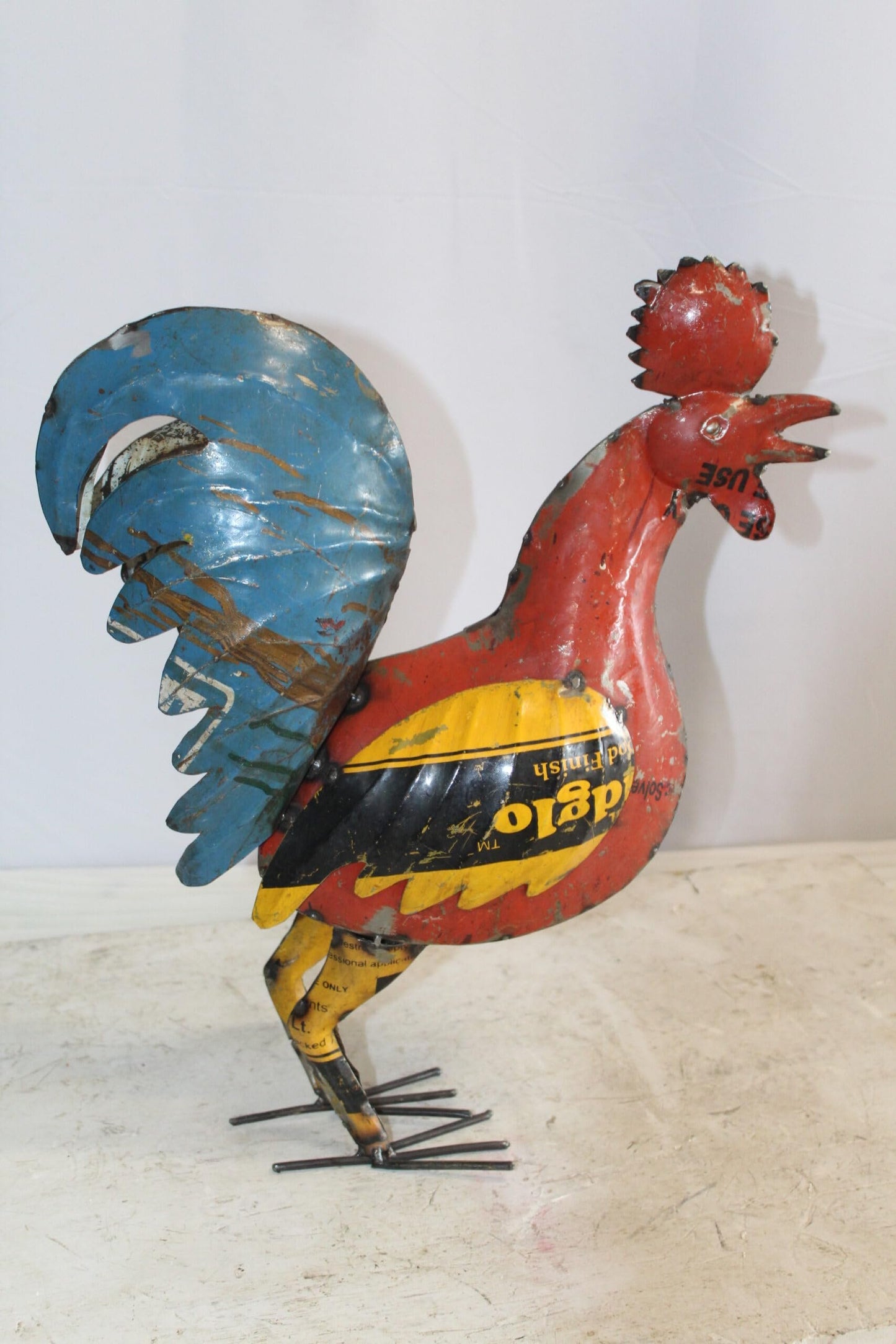 Colorful Thin Metal Rooster, Cockerel Statue 16" x 6" x 19"H