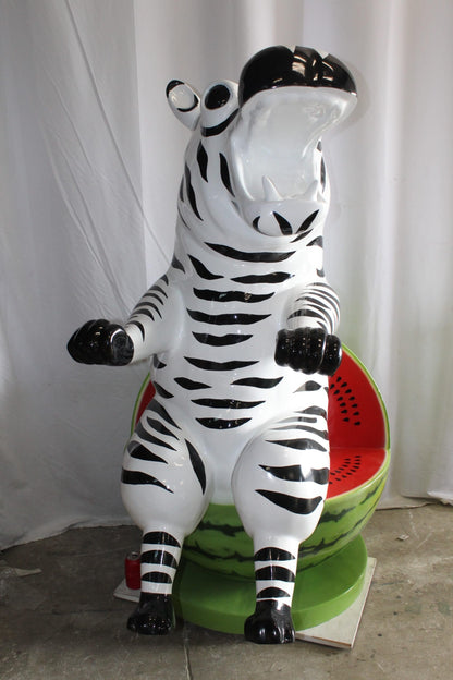 Happy Hippo Wearing Pajamas on a Watermelon Fiberglass statue 40" x 58" x 67"H