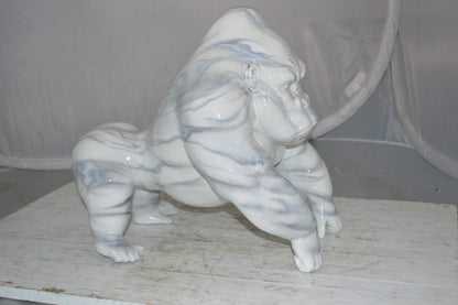 Modern King Kong Grey white Bronze Statue -  Size: 15"L x 13"W x 17"H.