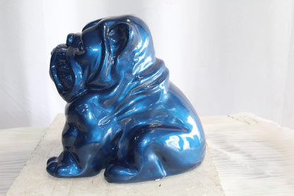 A Charming Blue Resin Bulldog, Perfect for Dog Lovers 19" x 15" x 16"H